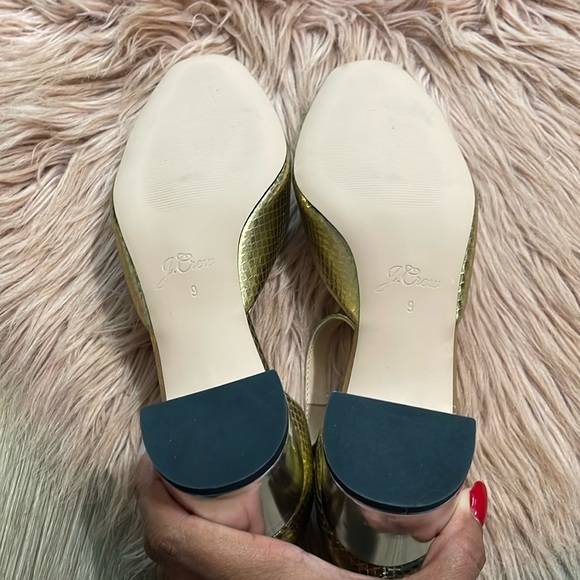 J. Crew Millie Ankle-strap Heels Gold Silver Size 9 NWOB